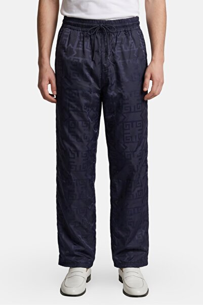 The Giving Movement Men Regular Fit Textured Wide Leg Pants, Navy