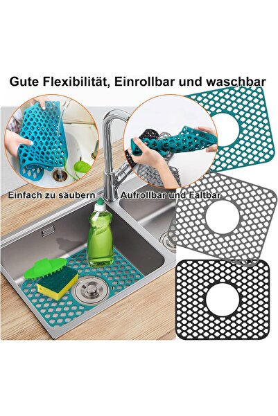 STARSTAR Silicone sink mat, sink liner, 34.5 x 29.5 cm, foldable kitchen drip...