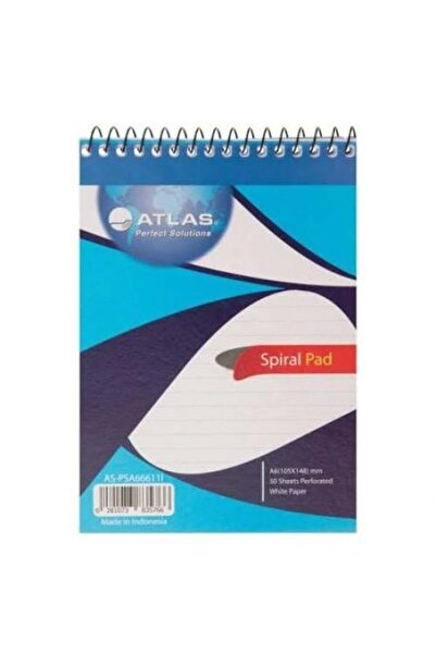 Atlas دفتر ملاحظات حلزوني مقاس A6 - مسطر، 50 ورقة