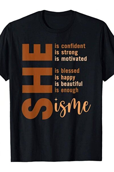 4Car Girls She Is Me Strong Educated-Shirt - Women Letters Slogans, Comfortab...