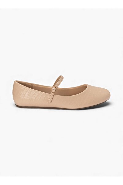 BATA Textured Ballet Flats with Adjustable Strap