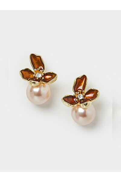 Styli Floral Faux Pearl Dangle Earrings