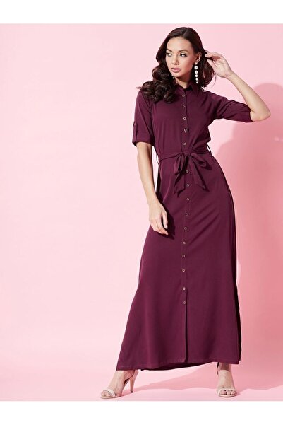 Uptownie By Styli Collar Buttoned Down Shirt Maxi Dress