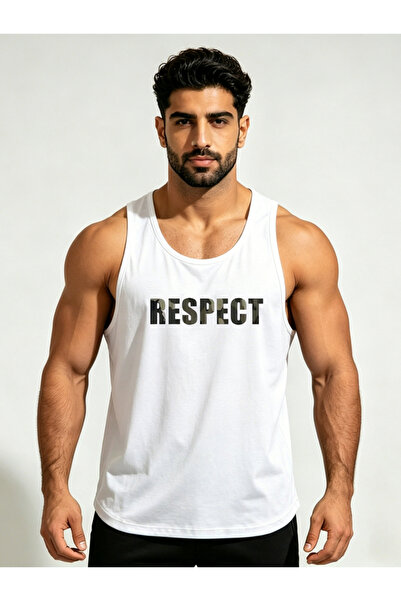 Take Two By Styli Men White Slogan Print Tank Top
