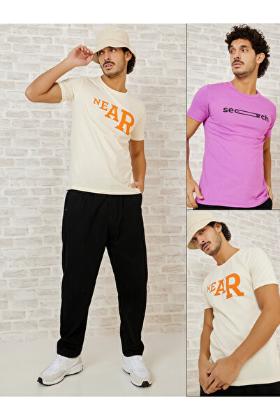 Styli Pack of 2 - Slogan Print Regular Fit T-shirt