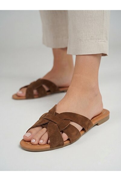 Rüya Shoes Suede Daily Poly Sole Comfortable Genuine Leather Slippers - 1 cm