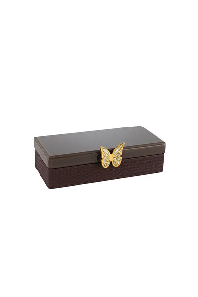Mikasa Moor صندوق جلدي ذهبي اللون على شكل فراشة من أبي هايد كوفي مقاس 30x15x1...