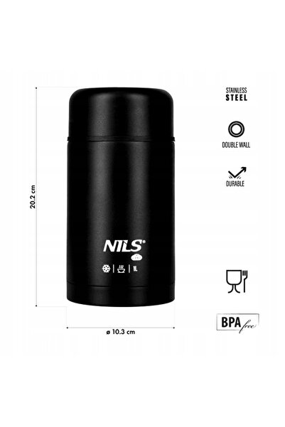 NILS CAMP Termos pentru prânz, recipient termic pentru alimente, din oțel, 1 L