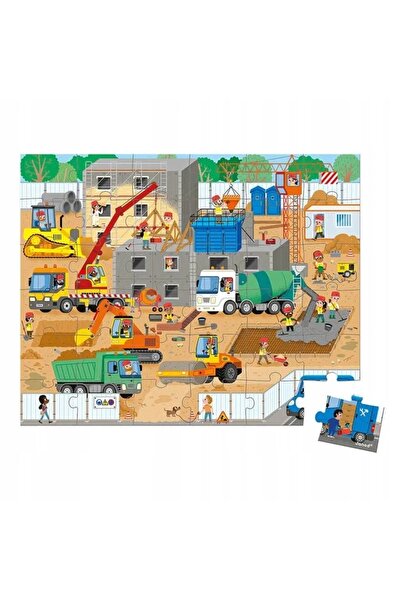 Janod Puzzle pentru copii într-o valiză, șantier de construcții, 36 de elemente