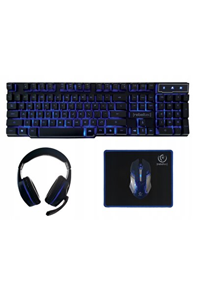 Rebeltec Kit cu fir Tastatură + Mouse + Pad + Căști SHERMAN Gami