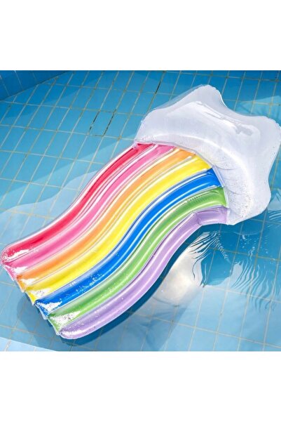 NO BRAND Saltea gonflabilă de înot Curcubeu Nor 175x115 Piscină Sclipici Vacanță