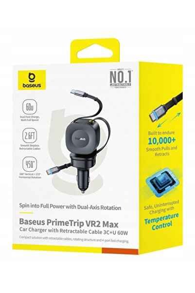 Baseus PrimeTrip VR2 Max 60W Încărcător auto USB-C - Negru