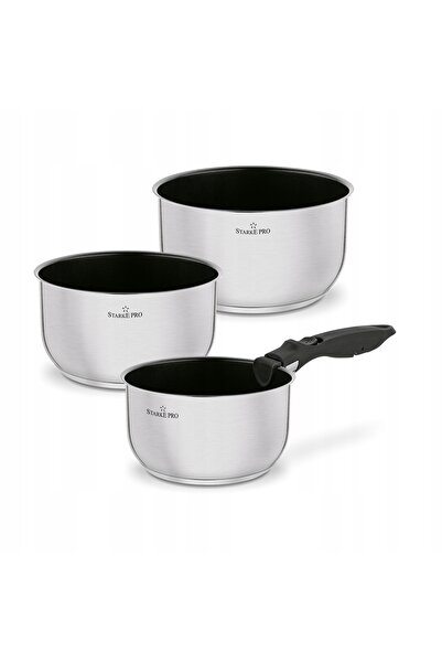 Starke Pro SET 4 PIESE OALE SIMPLE DIN INOX CU MÂNER DETAȘABIL, PENTRU INDUCȚ...