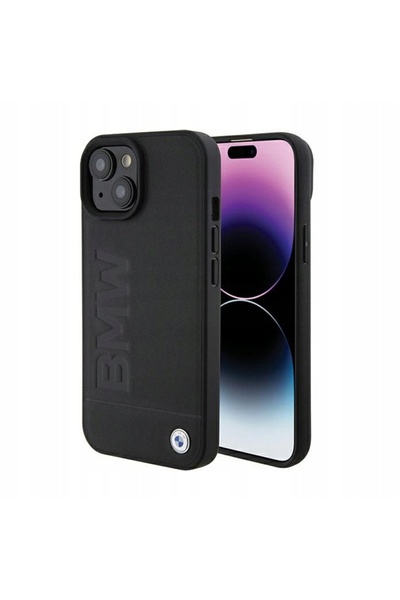 BMW Husă BMHMP15MSLLBK pentru iPhone 15 Plus 6.7 " negru Piele MagSafe
