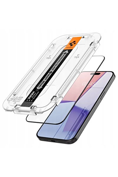 Spigen Sticlă pentru carcasă + aplicator pentru iPhone 15 Pro, cu ramă neagră...