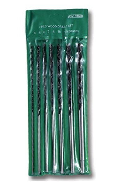 Stalco Set de 7 burghie pentru lemn, 4-12 mm, spiralate, lungi, Płyt 0K