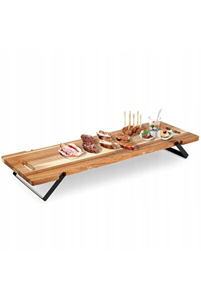Excellent Houseware Platou de servire din lemn cu picioare pentru gustări, me...