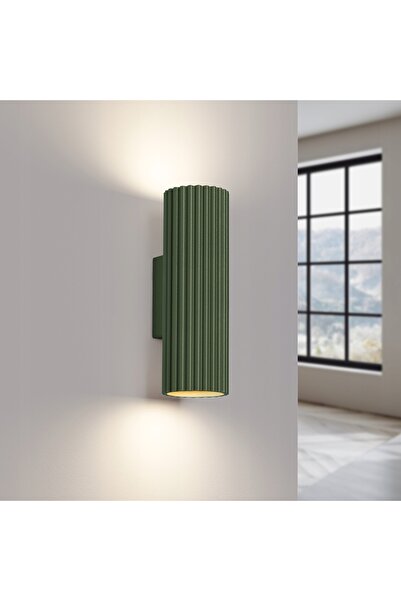 Sollux Lighting Aplică de perete tubulară verde ondulată KARBON 20 olive 2xGu...