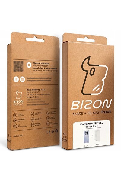NO BRAND Husă incoloră + 2x folie de protecție Bison pentru Redmi Note 15 Pro...