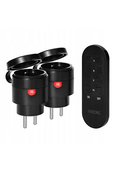 Virone KIT 2 PRIZE CU TELECOMANDĂ FĂRĂ FIR 2+1 pentru max. 40m IP44 NEGRU