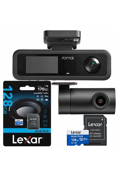 70MAİ Cameră de bord T400 cu 3 canale + cameră spate RC21 + Lexar 128GB