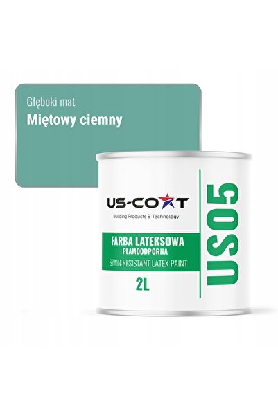 NO BRAND Vopsea latex impermeabilă, culoare mentă închisă, H1533, 2L, mată, p...