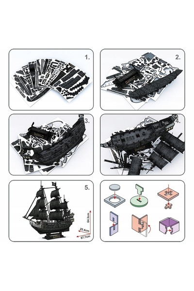 NO BRAND CUBIC FUN Puzzle 3D navă pirat răzbunarea reginei Anne 328 piese T4018h