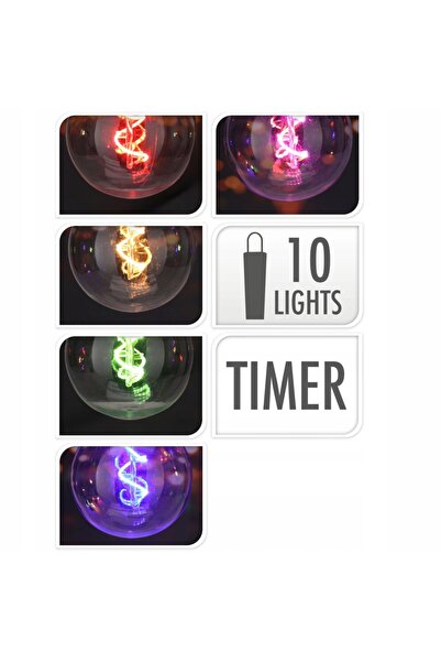 Progarden Ghirlandă luminoasă 10 LED-uri din plastic multicoloră 950x8x11 cm ...