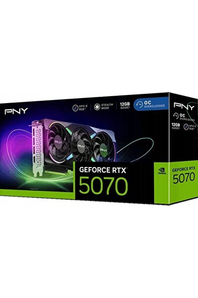 PNY Placă video GeForce RTX 5070 ARGB Epic-X RGB OC cu trei ventilatoare, 12GB