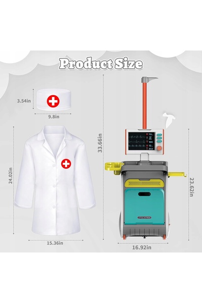 deAO SET SUPER DOCTOR PENTRU COPII VALIZĂ TROLLEY STETOSCOPIU ACCESORII SUPER