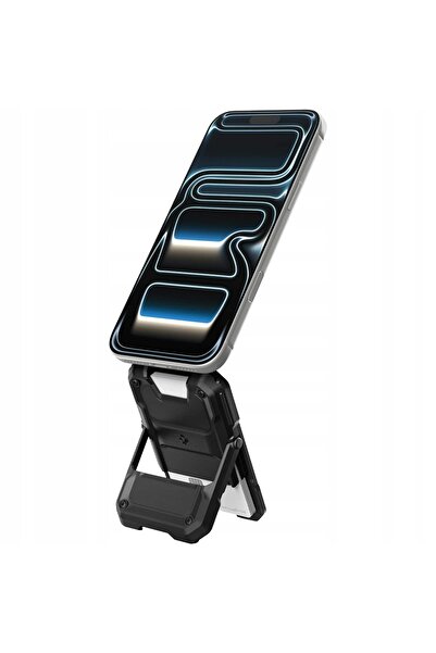 Spigen Portofel magnetic pentru carduri, rezistent, cu suport și blocare RFID.