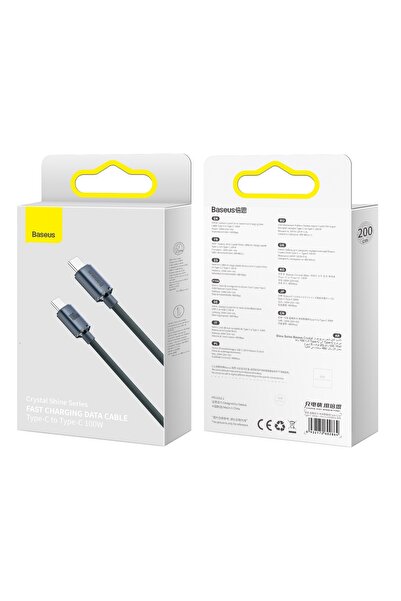 NO BRAND Cablu Baseus USB-C / USB-C, 5 A, 100 W, 2 m, cablu de încărcare cu î...