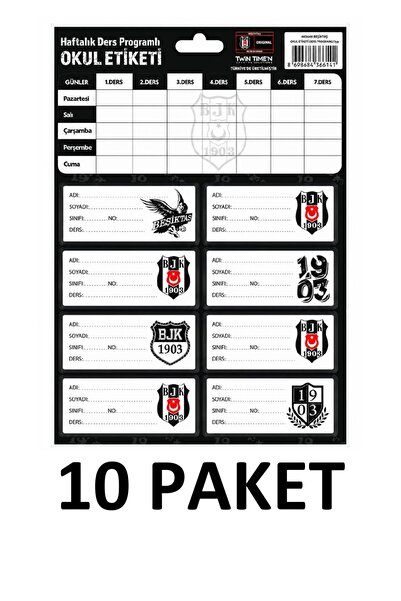 Keskin Pachet de 10 etichete școlare Bjk cu program de cursuri, 3 pagini, 24 ...