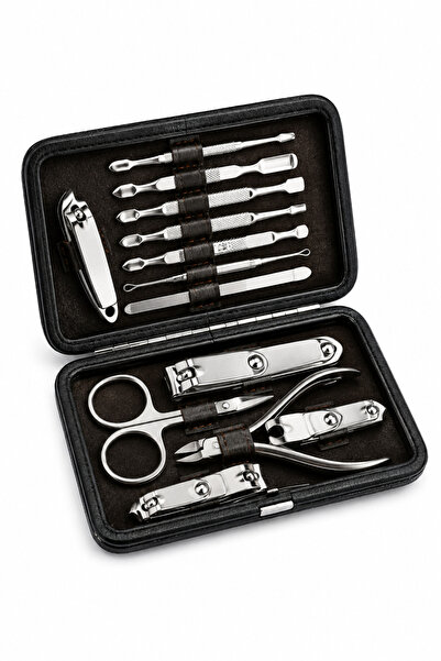 Generic Brand Set Manichiură și Pedichiură Profesional 10 Piese, Husă Neagră ...