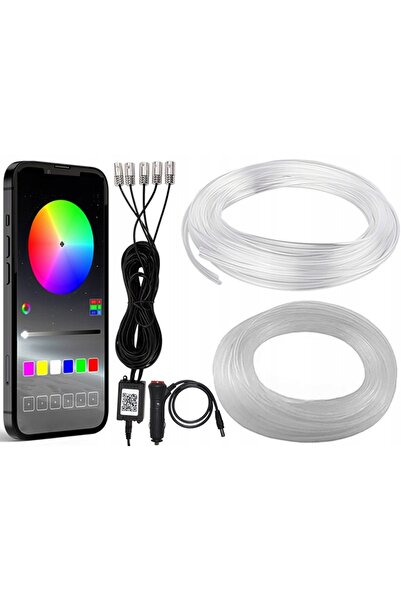 NO BRAND Iluminare ambientală interior auto, bandă luminoasă flexibilă cu fib...