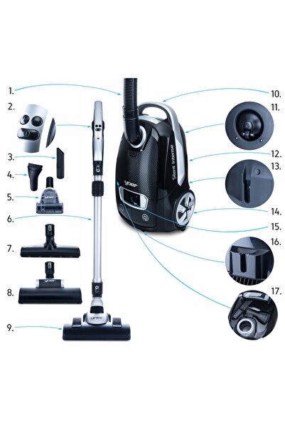 NO BRAND Aspirator cu sac Silențios Yoer HEPA +6 perii INTELIGENT + TELECOMANDĂ