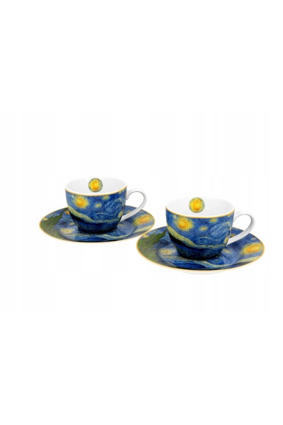 Duo Set de 2 cești de cafea espresso Van Gogh „Starry Night”, 2x 90 ml – Cadou