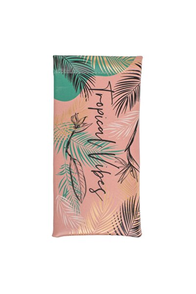 Zâna Casei Vibes Pink Tropical Leaf Pattern Bow Eyeglass Case