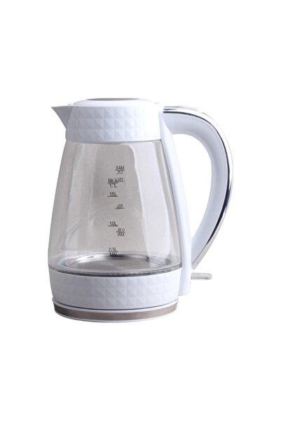 Łucznik Fierbător electric din sticlă, fără fir, silențios, 1.7L, 2200W, alb