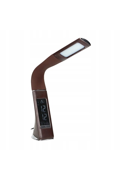 Virone Lampă de birou școlară cu ceas LCD cu dată, temperatură și alarmă, maro