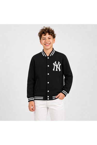 KİDSPİTİRCİK Unisex Ny Printed Collage Jacket 100% Cotton 3 Yarn Shardooned F...