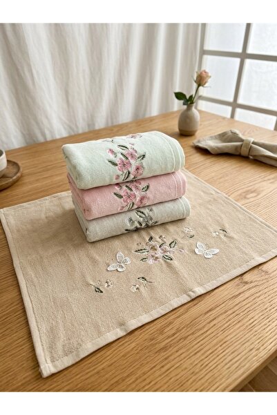 Arliva Home Leptir 3D vezeni baršunasti set od 4 komada 50x85 cm ručnika za l...