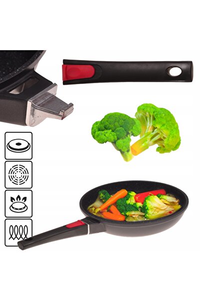 Kamille TIGAIE DIN MARMURĂ 26 cm, SOLIDĂ, CU MÂNER GROS DETASABIL, PENTRU GAZ...