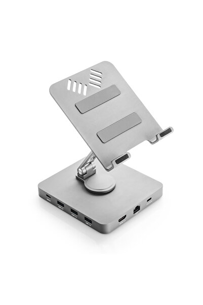 NO BRAND Suport reglabil pentru telefon și tabletă, de birou, cu USB, HDMI, RJ45