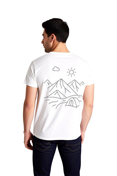 PayBuy تي شيرت رجالي مطبوع عليه Sun and Cloud in the Mountain Tent