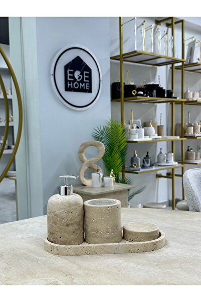 ege gross Decorative Travertine Natural 4-Piece Detailled Bathroom Set