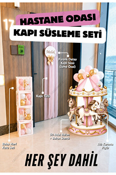 cansınevent Her Şey Dahil Hastane Odası Kapı Süsleme Seti Pembe Atlı Karınca ...