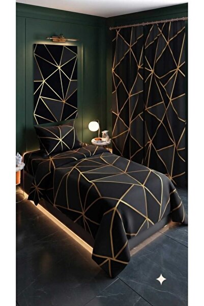 Elmas Dizayn 280*240 Cm.Fon Curtain Special Design Single Bedding Room Set Co...