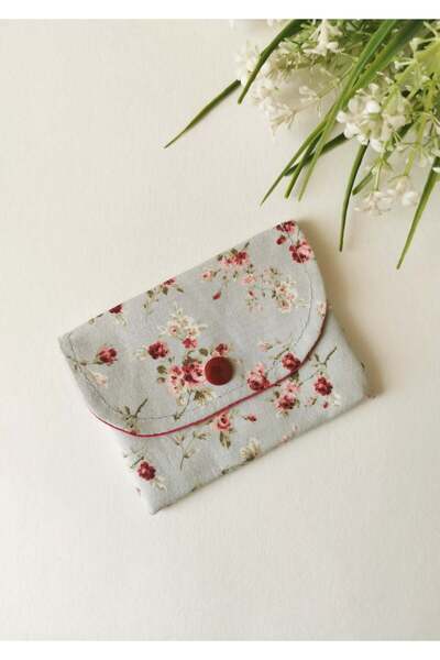 Halley Concept Blue Vintage Floral Patterned Cotton Fabric Snap Wallet |   Ca...