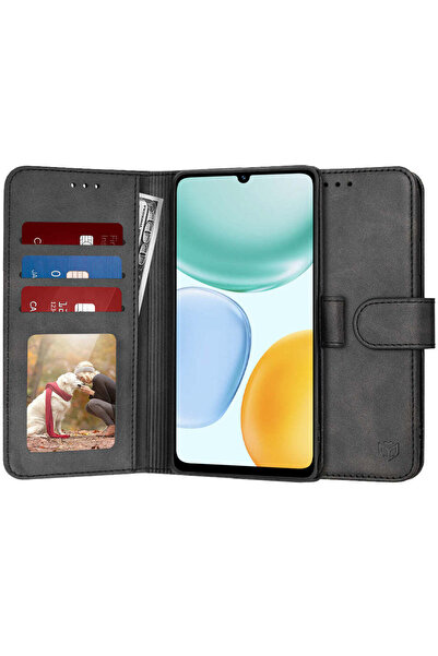 Techsuit Husă pentru Honor X5c Plus, tip agendă, negru - negru